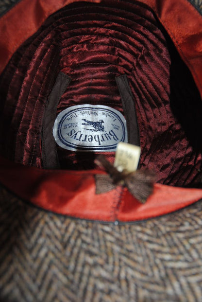 tweed brown Burberrys tweed hat, L