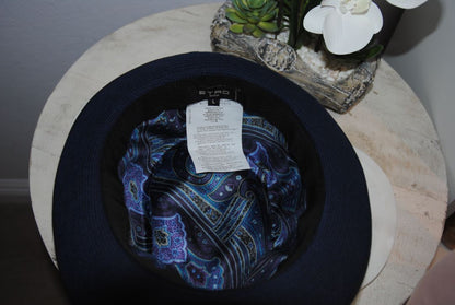 ETRO Navy Blue Paisley Fedora Hat L