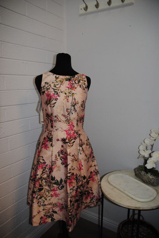 pink floral Ted Baker jacquard dress, 1 EU