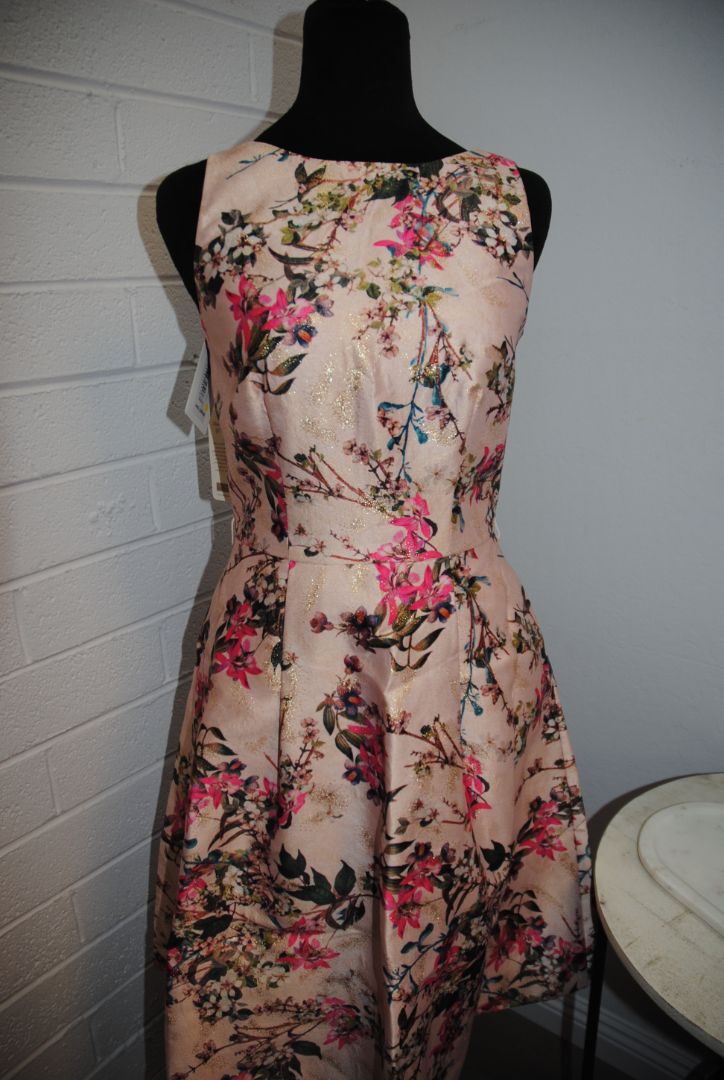 pink floral Ted Baker jacquard dress, 1 EU
