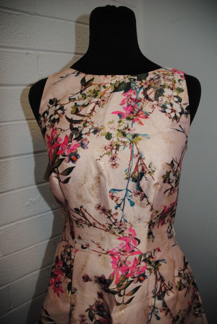 pink floral Ted Baker jacquard dress, 1 EU