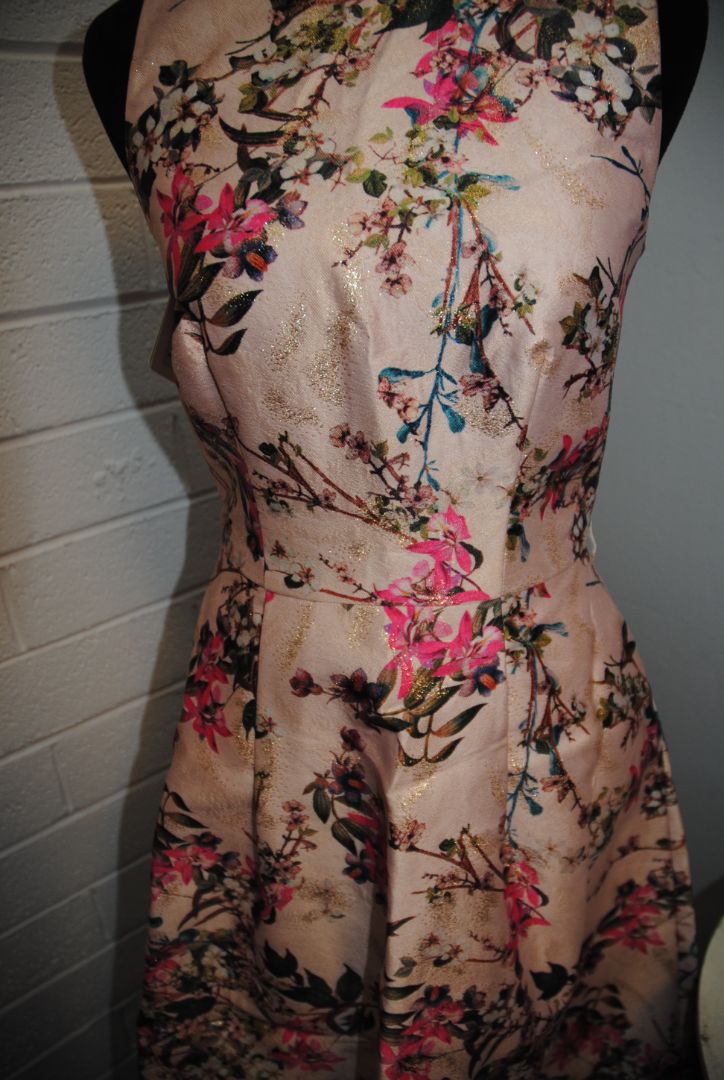 pink floral Ted Baker jacquard dress, 1 EU
