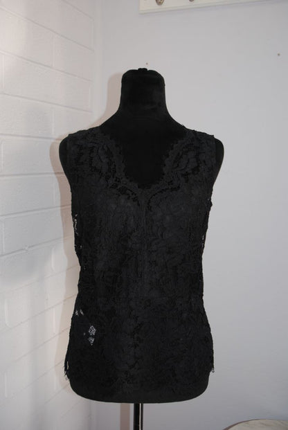 DKNY Black Floral Lace Sleeveless Top 4