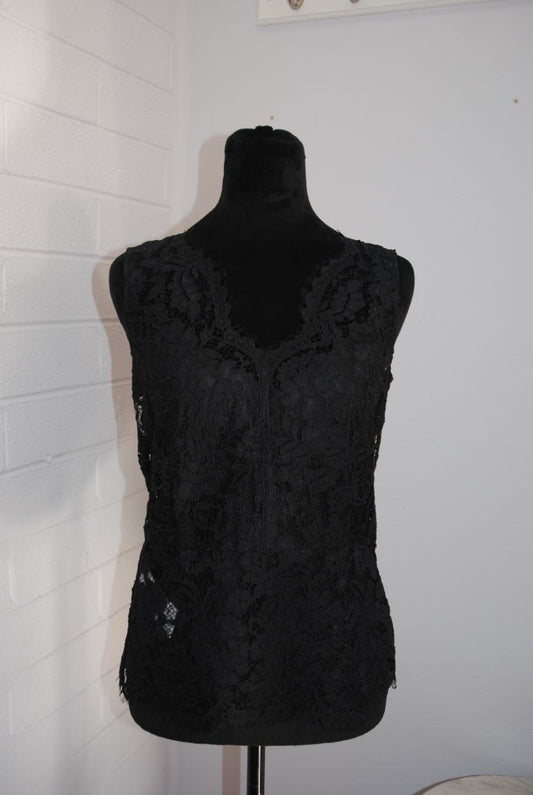 black DKNY lace top, 4