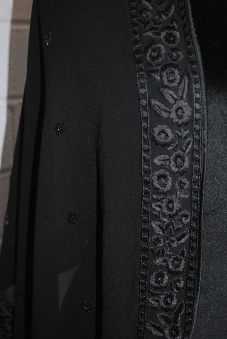 Black Chiffon Embroidered Evening Wrap