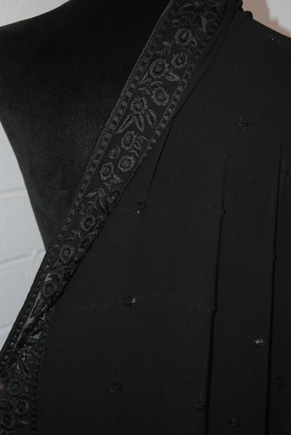 Black Chiffon Embroidered Evening Wrap