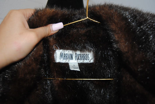 blue/brown Marvin Richards fur jean jacket, S