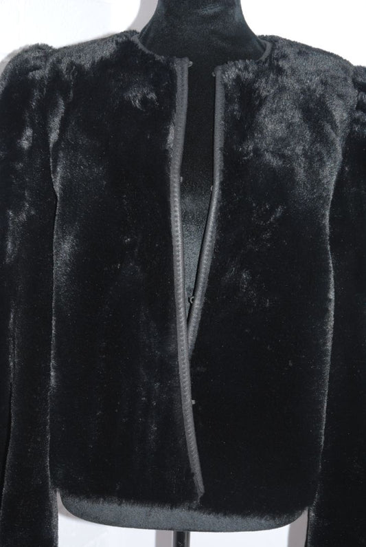 black faux fur jacket ` blazer, M
