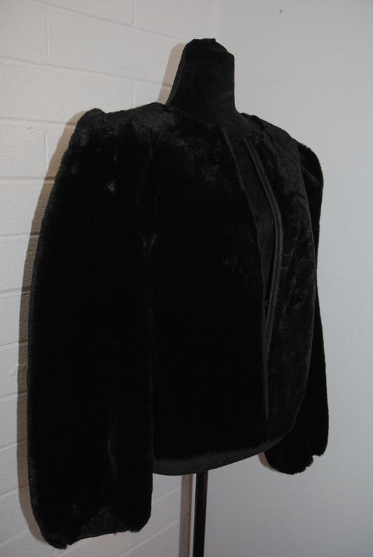 black faux fur jacket ` blazer, M