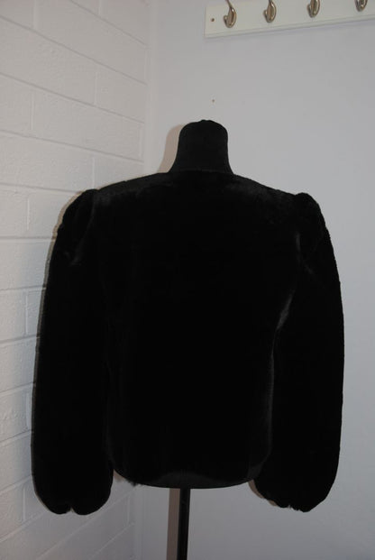 Max Studio Black Faux Fur Jacket M