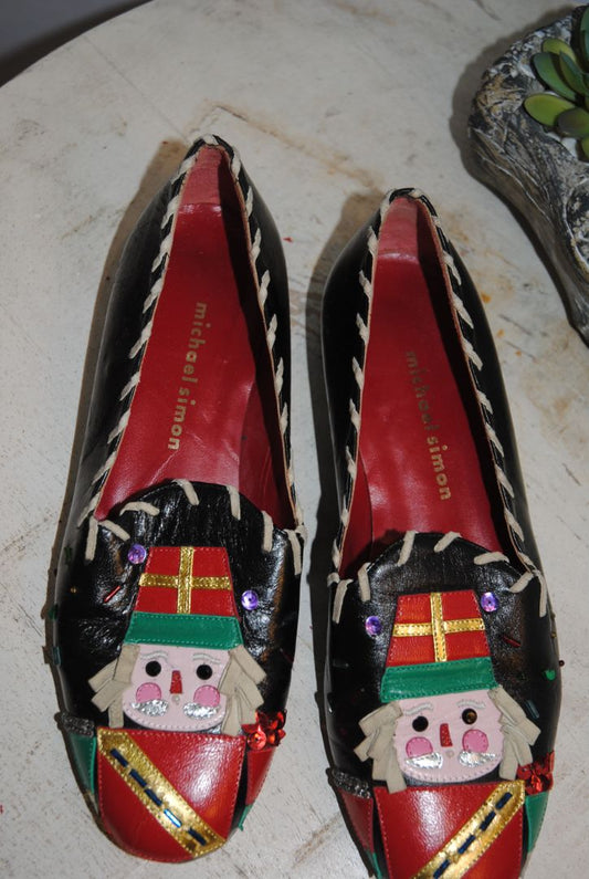black multi Michael Simon flats, 6M