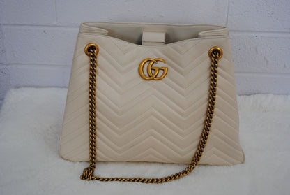 ivory Gucci GG Marmont Matelasse Chevron