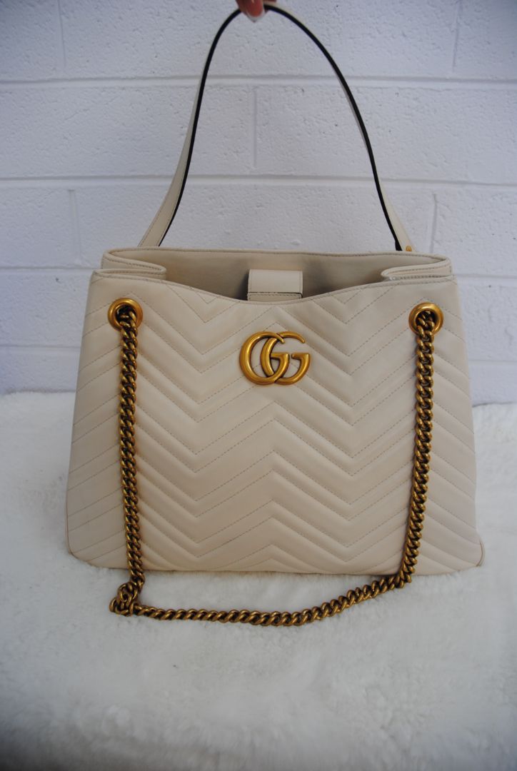 ivory Gucci GG Marmont Matelasse Chevron