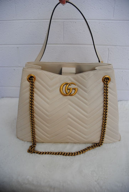 ivory Gucci GG Marmont Matelasse Chevron