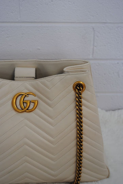 ivory Gucci GG Marmont Matelasse Chevron