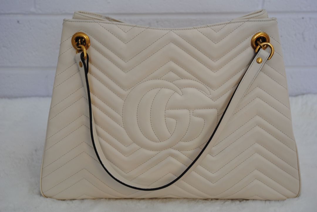 ivory Gucci GG Marmont Matelasse Chevron