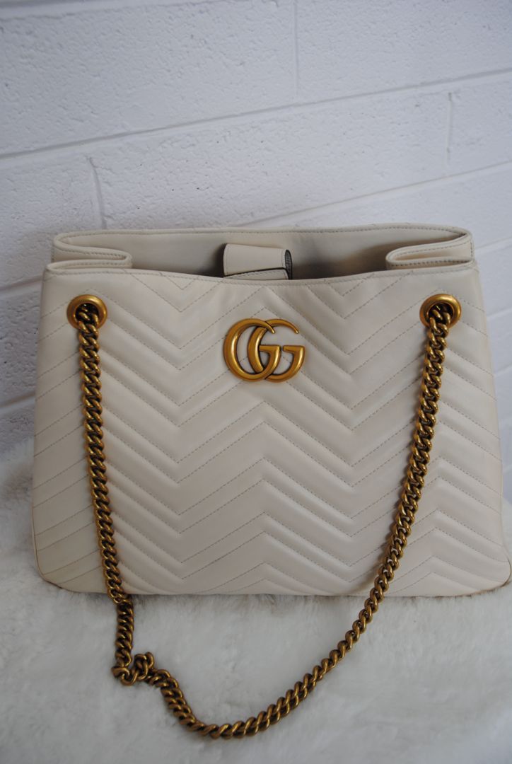 ivory Gucci GG Marmont Matelasse Chevron