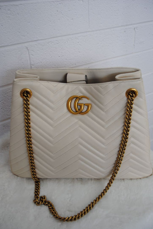 ivory Gucci GG Marmont Matelasse Chevron