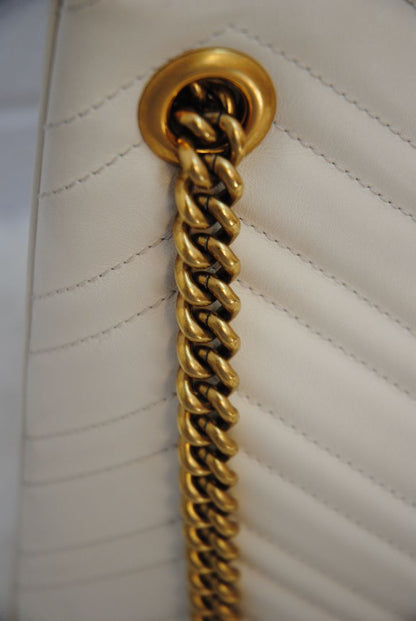 ivory Gucci GG Marmont Matelasse Chevron
