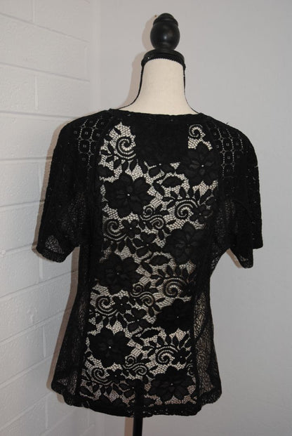 In Earnest Black Lace Zip Top S