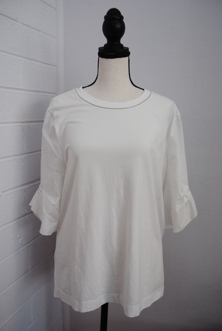 white with silver piping Peserico white piping shirt, 46 EU
