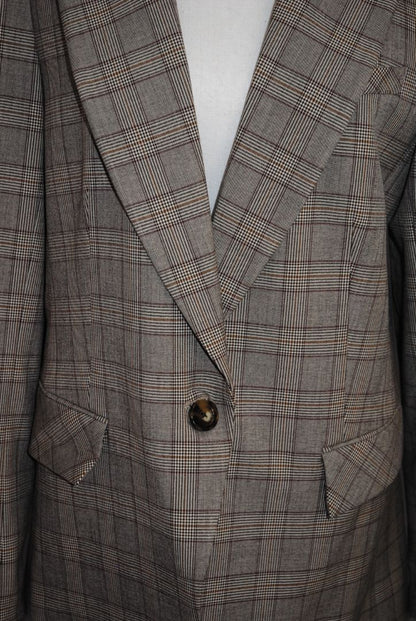 brown houndstooth Veronica Beard single button plaid, 12
