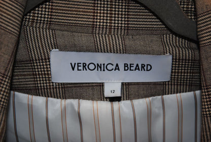 brown houndstooth Veronica Beard single button plaid, 12
