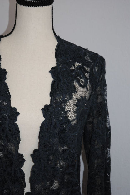 Olvis Teal Floral Lace Open-Front Evening Overlay