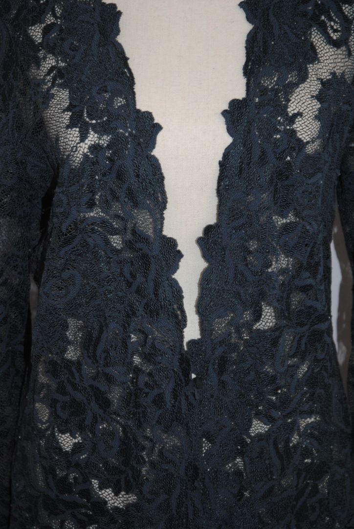 Olvis Teal Floral Lace Open-Front Evening Overlay