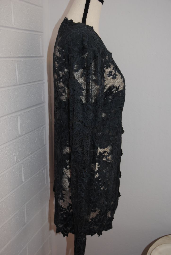 Olvis Teal Floral Lace Open-Front Evening Overlay