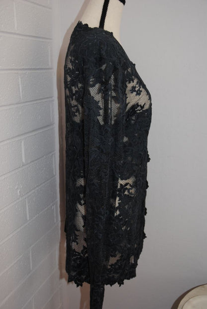 Olvis Teal Floral Lace Open-Front Evening Overlay