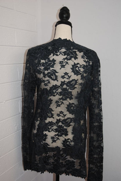 Olvis Teal Floral Lace Open-Front Evening Overlay