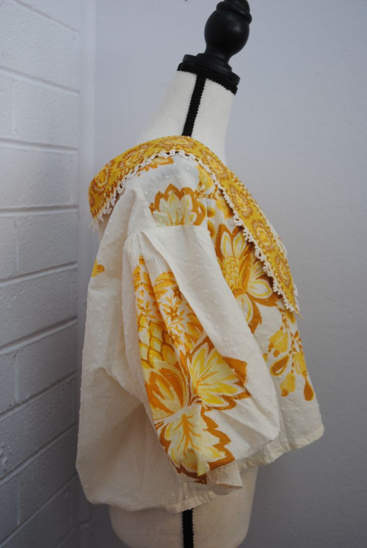 yellow Farm Rio embroidered collared blouse, L