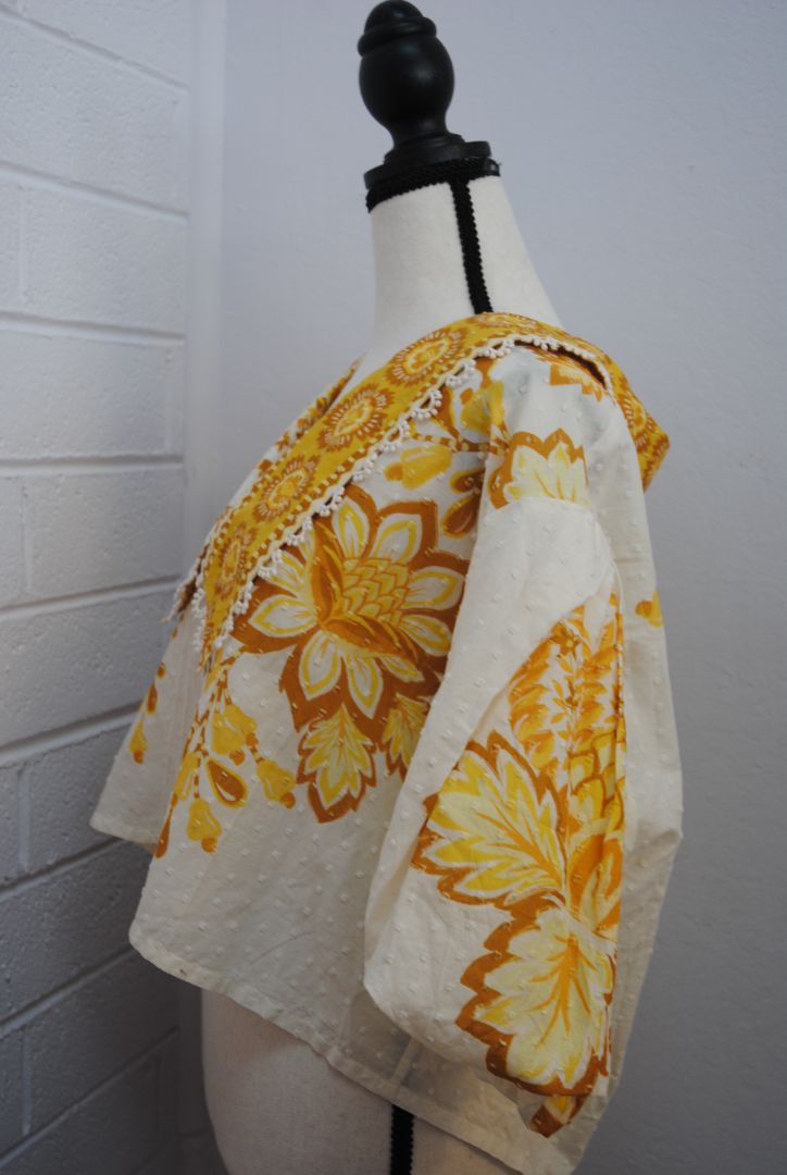 yellow Farm Rio embroidered collared blouse, L