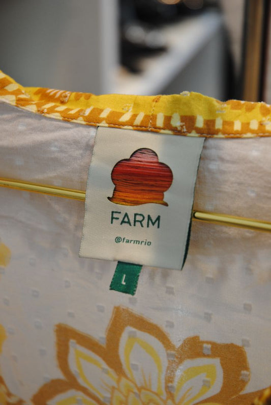 yellow Farm Rio embroidered collared blouse, L