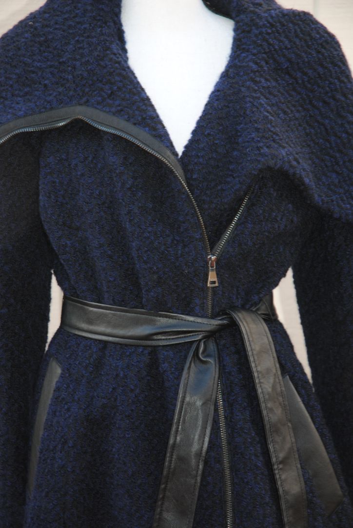 Cole Haan Navy Boucle Overcoat 6