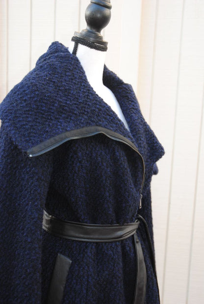Cole Haan Navy Boucle Overcoat 6