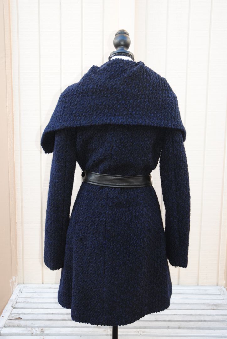 Cole Haan Navy Boucle Overcoat 6