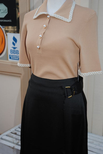 INC Black Satin Wrap Skirt S