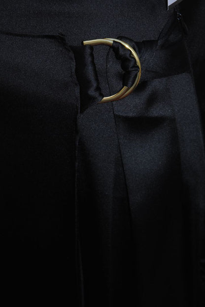 INC Black Satin Wrap Skirt S