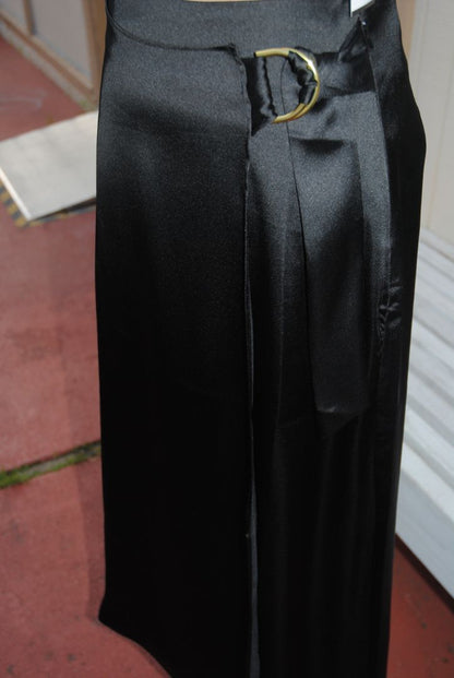 INC Black Satin Wrap Skirt S