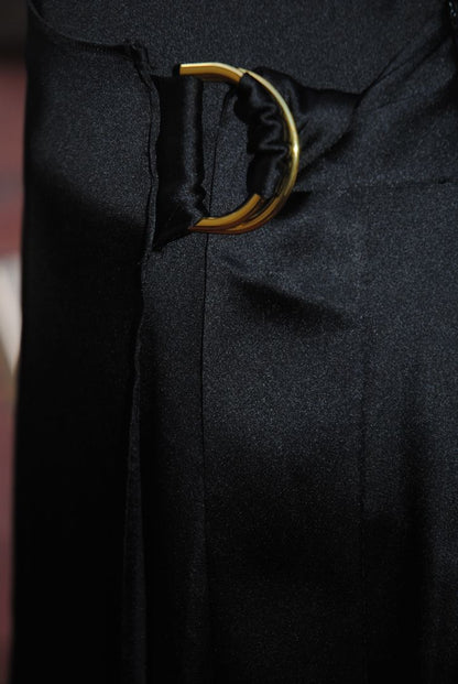 INC Black Satin Wrap Skirt S