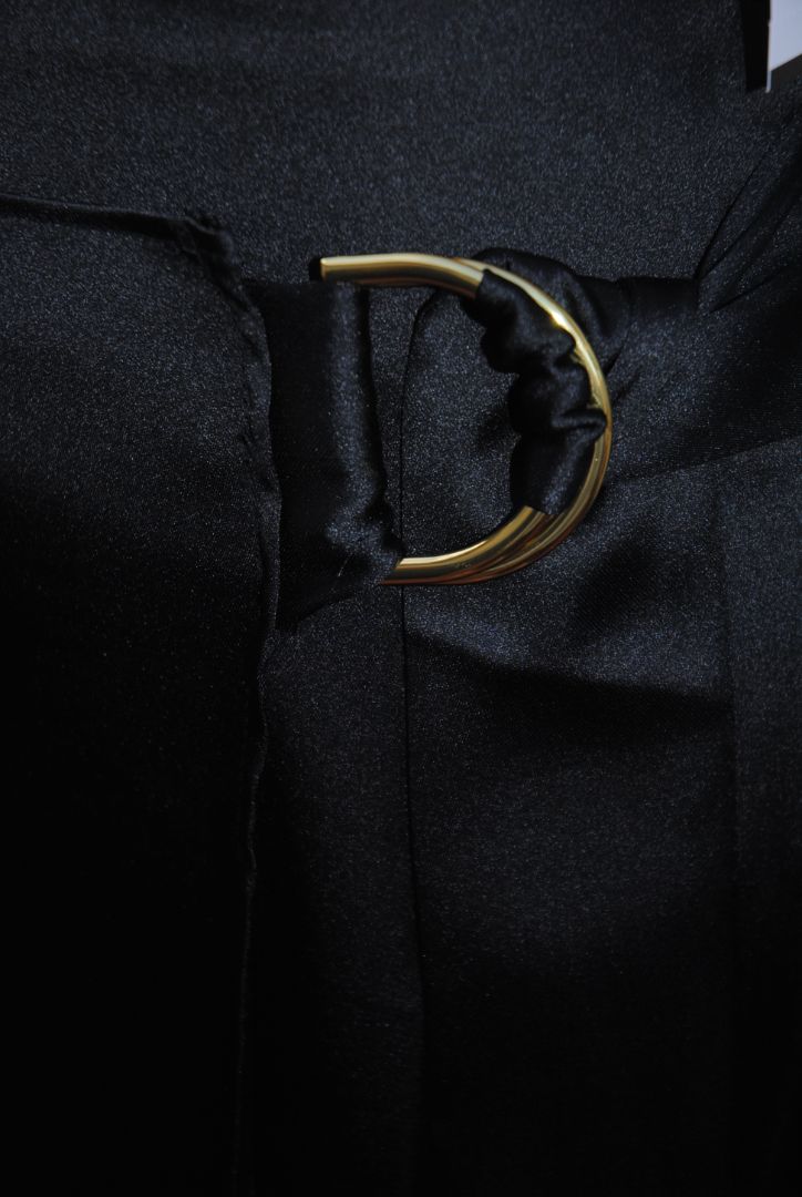 INC Black Satin Wrap Skirt S