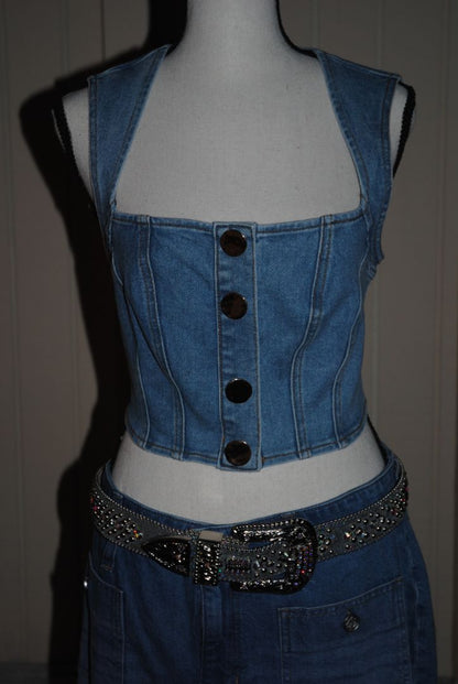 denim House of Harlow denim tank, S