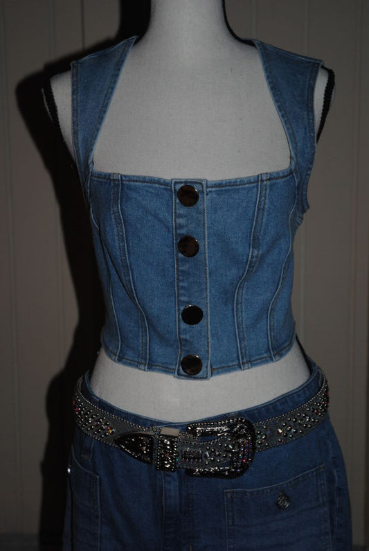 denim House of Harlow denim tank, S