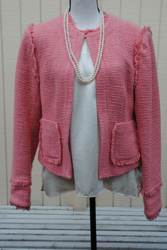soft rose CINQ À SEPT fringe jacket