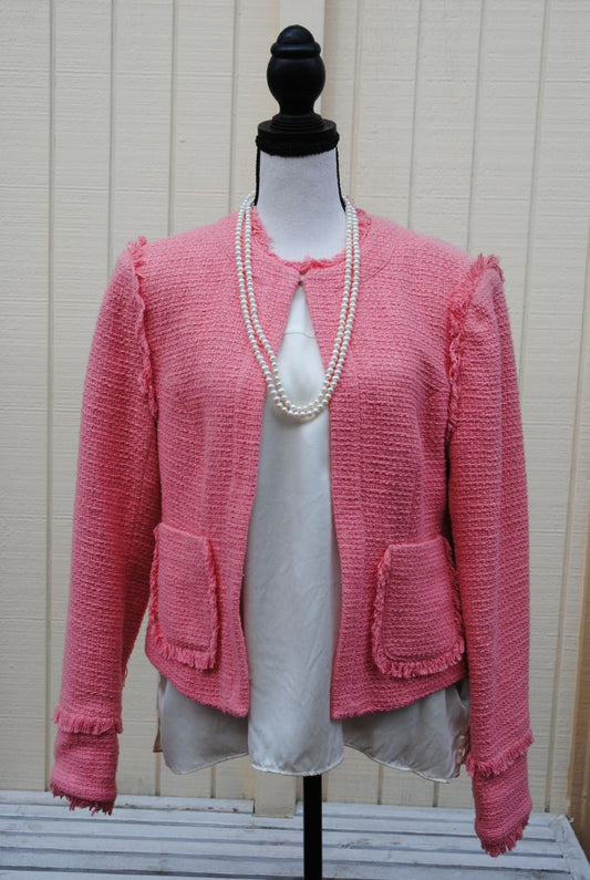 soft rose CINQ À SEPT fringe jacket