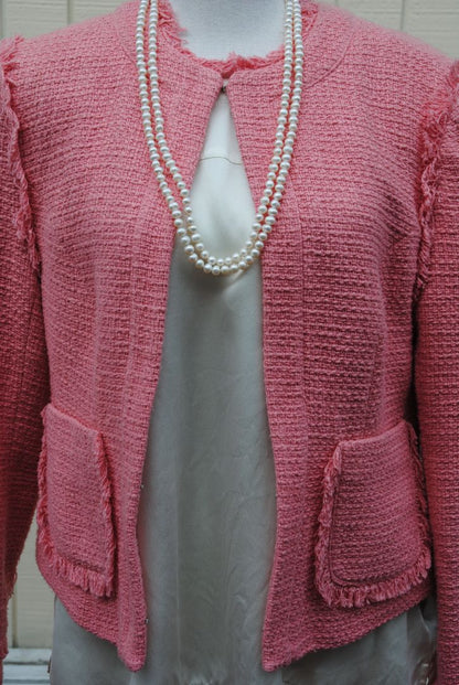 soft rose CINQ À SEPT fringe jacket