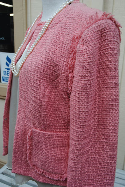 soft rose CINQ À SEPT fringe jacket