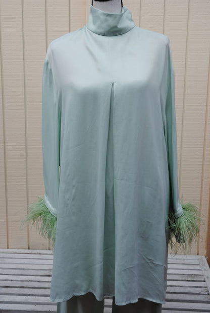 mint green Sleeper silk feathered set, L